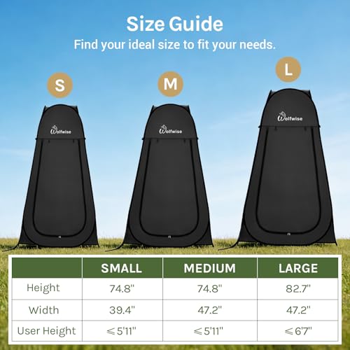 Wolfwise Pop Up Shower Tent, Portable Instant Changing Tent with Ventilation Window & Carry Bag, Privacy Bathroom Toilet for Beach, Camping & Outdoor, Width 47.2", Height 74.8", Blue
