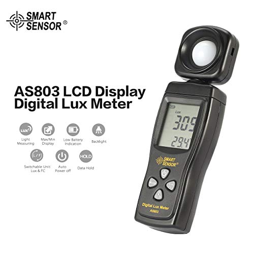 SMART SENSOR AS803 Digital Lux Meter Luminance Tester Light Meter 1-200000 Lux Tools Photometer Spectrometer Actinometer