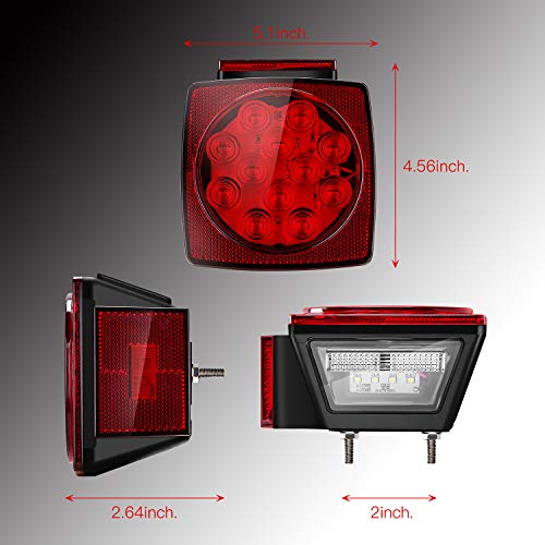 SUZCO Submersible Led Boat Marine Trailer Tail Guide Lights Break Breakaway Kit 12V, Utility Assembly Trail/Brake/Turn/Stop/Signal Red Light - DOT Compliant Over 80inch for Truck ATV Tractor Dump - Thumbnail 4
