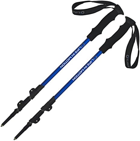 Pair of Life In Motion Trekking / Hiking / Walking Poles (Sticks), durable, lightweight, collapsible / telescoping. (Blue / Grey)