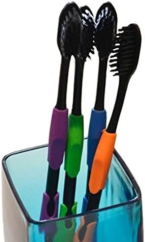 Ryvox(TM) 4PCS Travel Tooth Brush Adults Scrapers Tongue Cleaner Ultra Soft Toothbrushes Of Bamboo Charcoal Bamboo Toothbrush For Girls