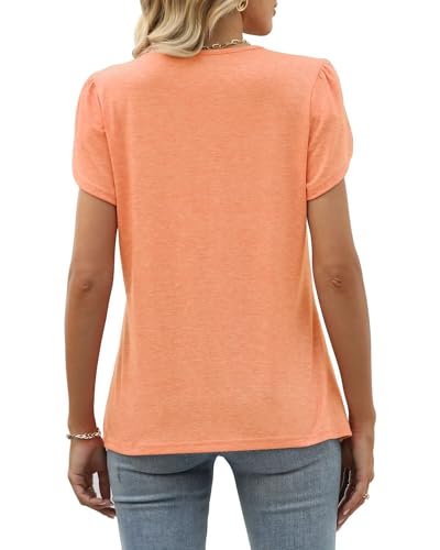 BEIMUC TSHIRTS SHIRTS FOR WOMEN PUFFY SLEEVE TOPS CUTE SUMMER BLOUSES ORANGE S
