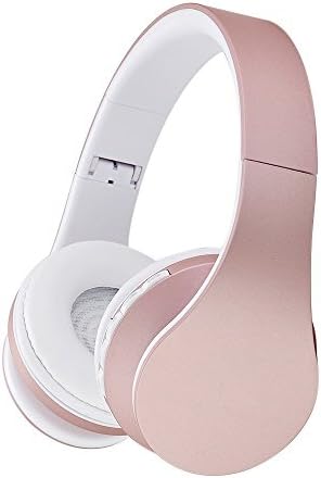 Over-ear Headphones,WONFAST Foldable Bluetooth Wireless/Wired Stereo Hands-free Calling Headsets with Microphone for iPhone Samsung,Support FM Radio,MP3 Player(Rose Gold)
