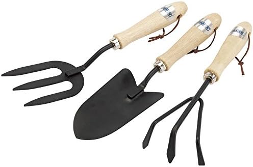 Draper 83993 Carbon Steel Hand Fork, Cultivator and Trowel with Hardwood Handles