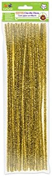Krafty Kids GC025B, Tinsel Chenille Stems, Glitter Pipe Cleaners, 6mm by 12in, Gold, 35-Piece, 1/4" x 12" X