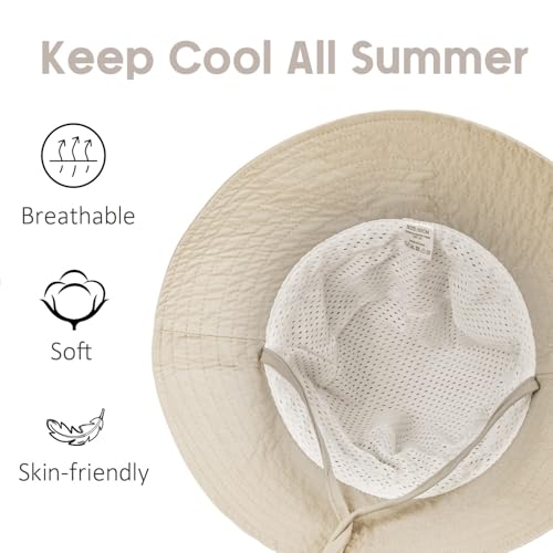 Shedoo Children's Sun Hat UV Protection UPF 50+, Wide Brim Neck Protection Fishing Hat Baby with Sunglasses, Breathable Bucket Hat with Adjustable Chin Strap, Beach Hat for Boys, Girls