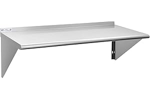 HALLY SINKS & TABLES H Stainless Steel Shelf 18 x 48 Inches, 400 lb, Commercial Wall Mount Floating Shelving for Restaurant, Kitchen, Home and Hotel