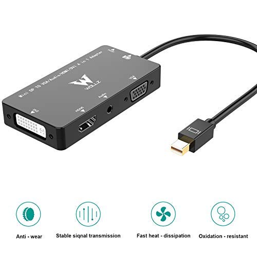 LoHi Mini Display Port to HDMI Adapter, 3 in 1 Displayport Cable, Gold Plated 4Kx2K DP Compatible with Thunderbolt to HDMI DVI VGA TV Adapter Cable 1.2 Version