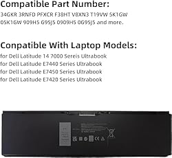 YXKC 34GKR E7440 3RNFD 54Wh Laptop Battery for Dell