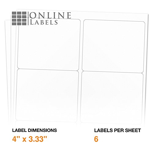 4 x 3.33 Rectangle Shipping Labels Permanent, White Matte Wine