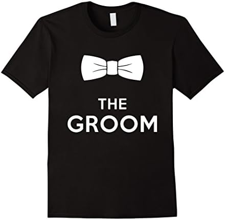 Men's The Groom Shirt Cool Tuxedo Bow Tie Shirt for Groom Large Black