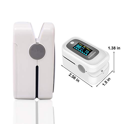 Oxygen Saturation Monitor, Wrinery Premium Fingertip Pulse Oximeter, Oxygen Monitor, O2 Saturation Monitor, OLED Portable Oximetry with Batteries and Lanyard Included, White - Thumbnail 2