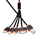 USB Cable, 4 in 1 Multifunctional Universal USB Charger Cable Adapter Connector Compatible with Phone 7 7 Plus, 6S, 6 Plus, 5S, 4S, iPad Mini, iPod, Galaxy S5 S6, Power Bank and More- 3 Feet