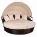 TANGKULA Patio Furniture Outdoor Lawn Backyard Poolside Garden Round with Retractable Canopy Wicker Rattan Round Daybed, Seating Separates Cushioned Seats primary
