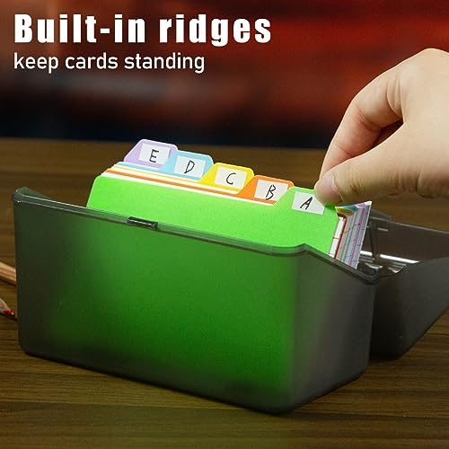 Koogel Index Card Holder 3x5, Index Card Organizer with 100 Ruled Index Cards and 10 Plastic Dividers Card File Box for Flash Cards Business Cards School Office Supplies