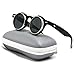 WearMe Pro Flip up Cyber Steampunk Round Circle Retro Sunglasses (Black/Silver Rimmed, 43)
