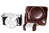 iRunzo Ever Ready PU Leather Camera Case Bag for Nikon 1 J5 Camera Accessories (Dark Brown)