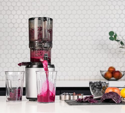 Kuvings | AUTO6 Hands Free Juice Extractor | Automatic Cutting of Whole Fruit and Vegetables | 1.7L Basket | Easy Cleaning | Silver