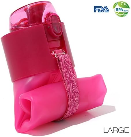 Migecon Collapsible Sports Water Bottle Silicone Leak Proof for Outdoor Travel Camping Picnic