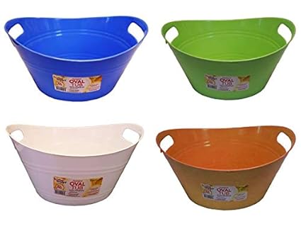 Oval Plastic Storage Tubs With Handle Small Size 12 8 X 9 X 6 3 Oval Plastic Tub With Handle Beverage And Ice Bin Store Small Items At