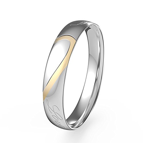 Couple Ring Stainless Steel Promise "Real Love" Band Ring Valentine Love Couples Engagement Promise (Women Siz