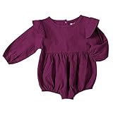 BFUSTYLE Newborn Infant Baby Girl Twins Long Sleeve Ruffles Romper Bodysuit Playsuit Outfit Clothes Purple