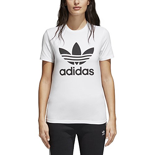 Adidas women s trefoil tee, white/black, l