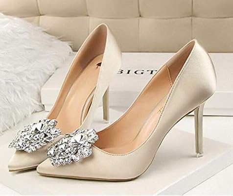 Twomde Women Pumps High Heels Biling Crystal Women Shoes Fashion