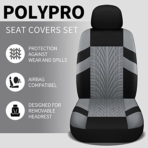 Pariitadin Car Seat Covers Full Set, Washable and Breathable Premium Cloth Automotive Vehicle Seat Cover for Car Interior, Universal Fit for Most Cars, Sedan, Truck, SUV(Black/Gray)