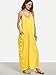 Verdusa Women's Spaghetti Strap V-neck Side Pockets Loose Maxi Dress Yellow XL