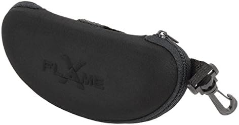 Black X FLAME Molded Hardshell Kidney Bullet Shape Zippered Sunglass Eyewear Travel Pouch Holder Case …