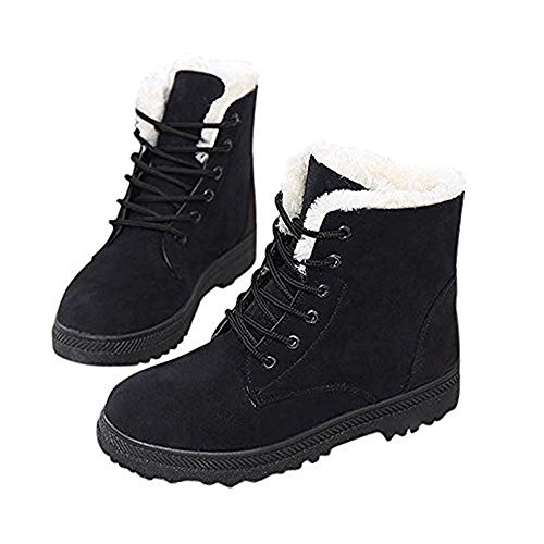 Xiakolaka Women's Fleece Lined Suede Platform Lace up Winter Boots
