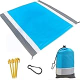 Beach Blanket, Beach Mat Outdoor Picnic Blanket Large Sand Free Compact for 7 Persons Water Proof And Quick Drying Beach Mat Mady by Premium Nylon Pocket Picnic Sheet For Outdoor Travel ( 78″ X 81″)