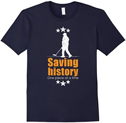 Mens Metal detecting tshirt, saving history one piece at a time XL Navy