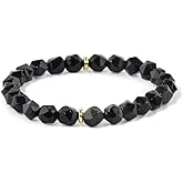Thanks Nature 7mm Rhombus Beaded Bracelet - Protection Natural Healing Crystal Stretch Bracelet for Women and Men - Handmade Semi-Precious Gemstone with Positive Energy