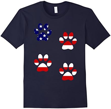 Mens American Flag USA Patriotic Dog Cat Paw Print T-shirt XL Navy