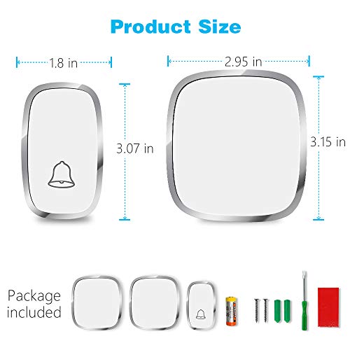 Anko Wireless Doorbell, Plug and Play Waterproof Door Bell Kit, 1000