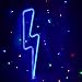 Neon Night Light Blue Lightning Bolt Battery and USB Powered Wall Art LED Decorative Lights for Living Room Man' Cave Games' room Party Decoration(NELNBB)