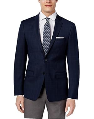 Calvin Klein Slim Fit Navy Glen Plaid Two Button New Men's Sport Coat