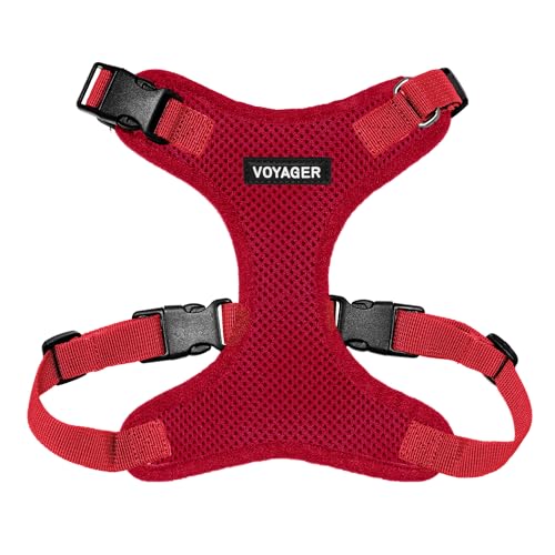 Best Pet Supplies Voyager Step-in Lock Pet Harness – All Weather Mesh, Adjustable Step in Harness for Cats and Dogs Red (Matching Trim), S (Chest: 13-20)