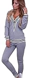 ZHU Women Long Sleeve Sweater and Pants Outfits Set Zipper Tracksuit Sports Wear