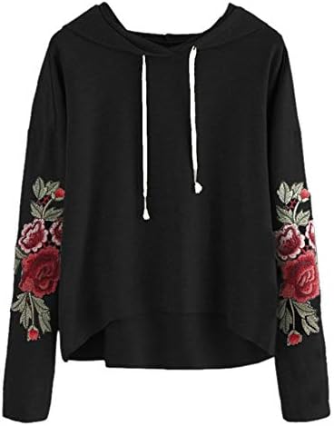Simayixx Sweatshirts for Women Sexy Crop Tops Appliques Hoodies Casual Long Sleeve Black Pullover Plus Size