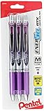 Pentel EnerGel Deluxe RTX Gel Ink Pens, 0.7 Millimeter Metal Tip, Violet Ink, 3-Pack (BL77BP3V)