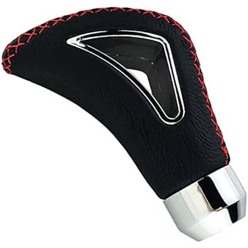 Lunsom Leather Shifter Knob Type R Metal Universal Gear Transmission Handle Shift Stick Shifting Head Fit Most Automatic Manual Car (Red Suture)
