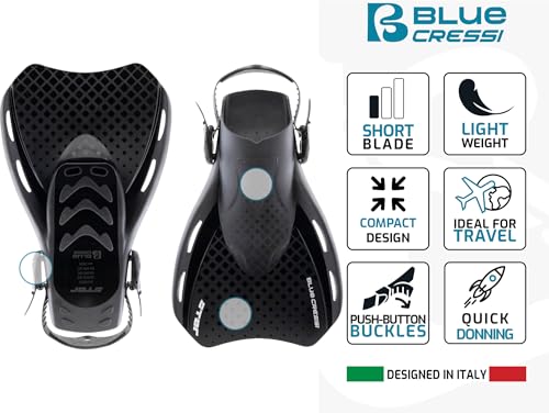 CRESSI Since 1946 - Star Fins - Adjustable Compact Fins, Powerful Ventilated Shoe, Comfortable Shoe, Ideal for Swimming, Snorkeling and Traveling - Adults