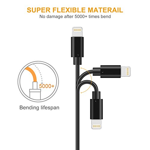 iPhone Charger Cable BUDGET & GOOD 3Pack 6FT Lightning Cable Extra Long Certified iPhone Charging Cord for iPhone 8 8 Plus X 7 7 Plus 6 6 Plus iPad Mini Air Pro iPod Nano Touch (Black)