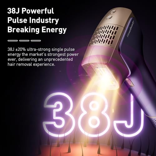 KinseiBeauty T36 Laser Hair Removal with Ice Cooling Painless Hair Removal for Women,10 Energy Levels and 999,999 Flashes, Hair Removal Device for Whole Body with 1*Bikini+1*Face+1*HR Lamp, Purple