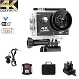 NINE CUBE Action Camera 4k Ultra HD WiFi 20MP, 30M deep Underwater Camera, 170°W