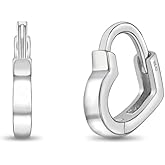 925 Sterling Silver Polished Heart Shaped Huggie Hoop Earrings For Girls & Teens - Heart Shaped Hoops For Children - Adorable Valentines Day or Birthday Gift For Teenagers