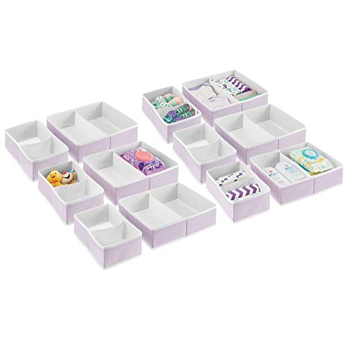 mDesign Soft Fabric Dresser Drawer and Closet Storage Organizer Set for Child/Kids Room, Nursery